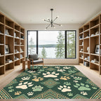 Sage Green Animal Paw Diamond Rug