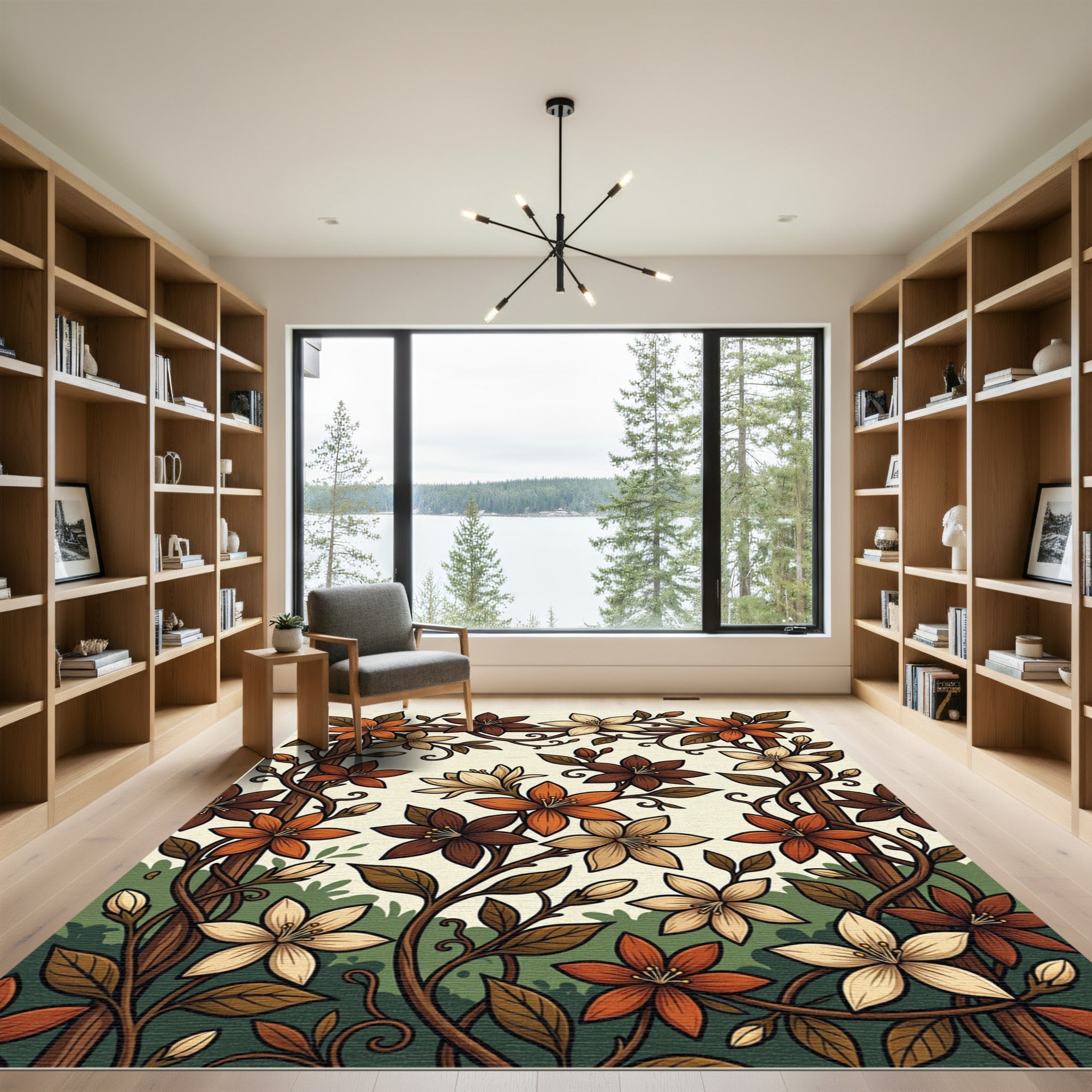 Autumnal Floral Vine Garland Rug