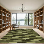 Industrial Olive Brick Stack Wall Rug