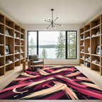 Crimson Pink Abstract Brush Stroke Rug