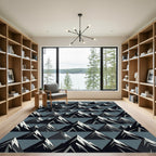Gray Abstract Mountain Peaks Rug