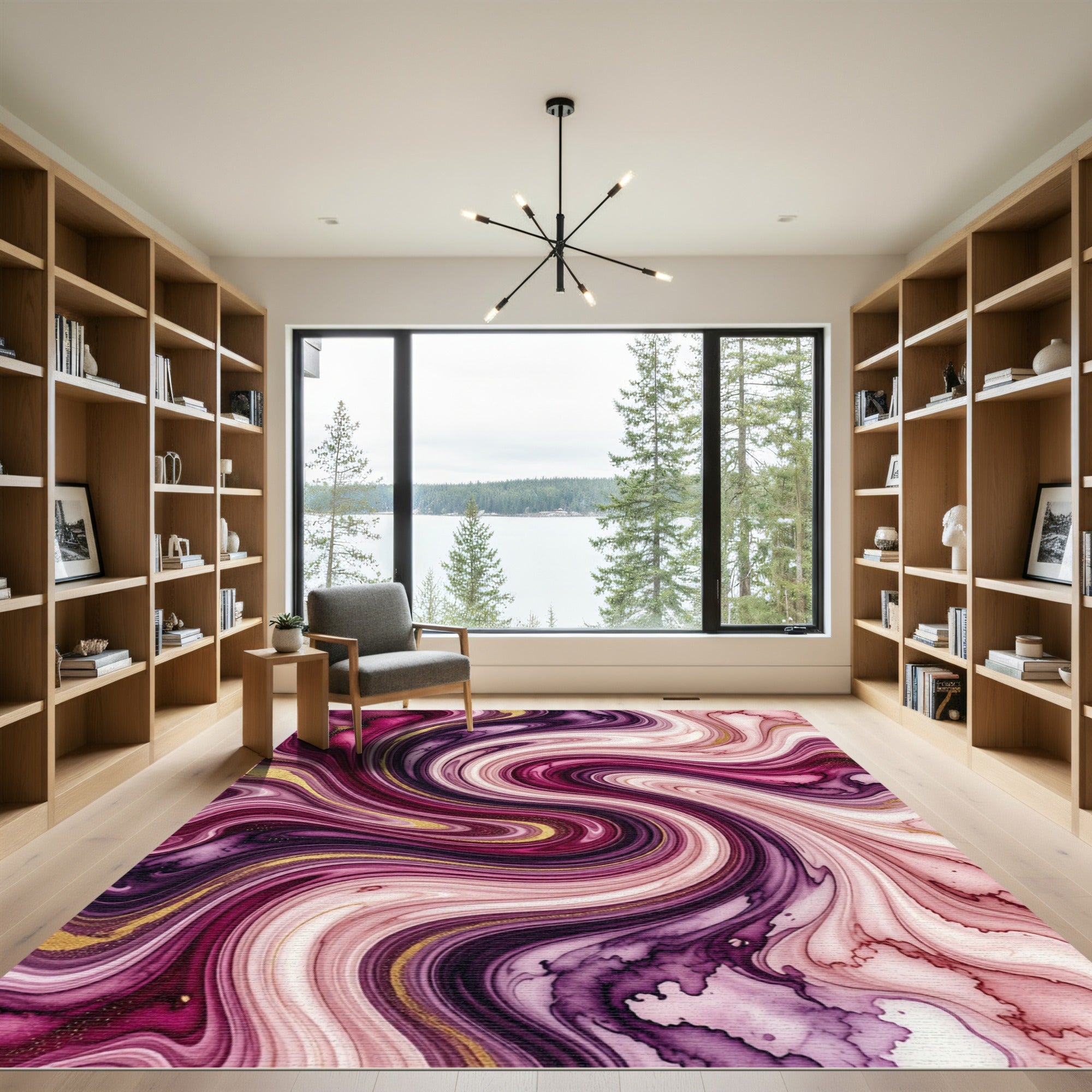 Rich Plum Agate Swirl Gold Rug