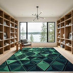 Modern Emerald Geometric Triangle Facet Rug