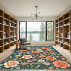 Coral Cream Rose Trellis Garden Bloom Rug