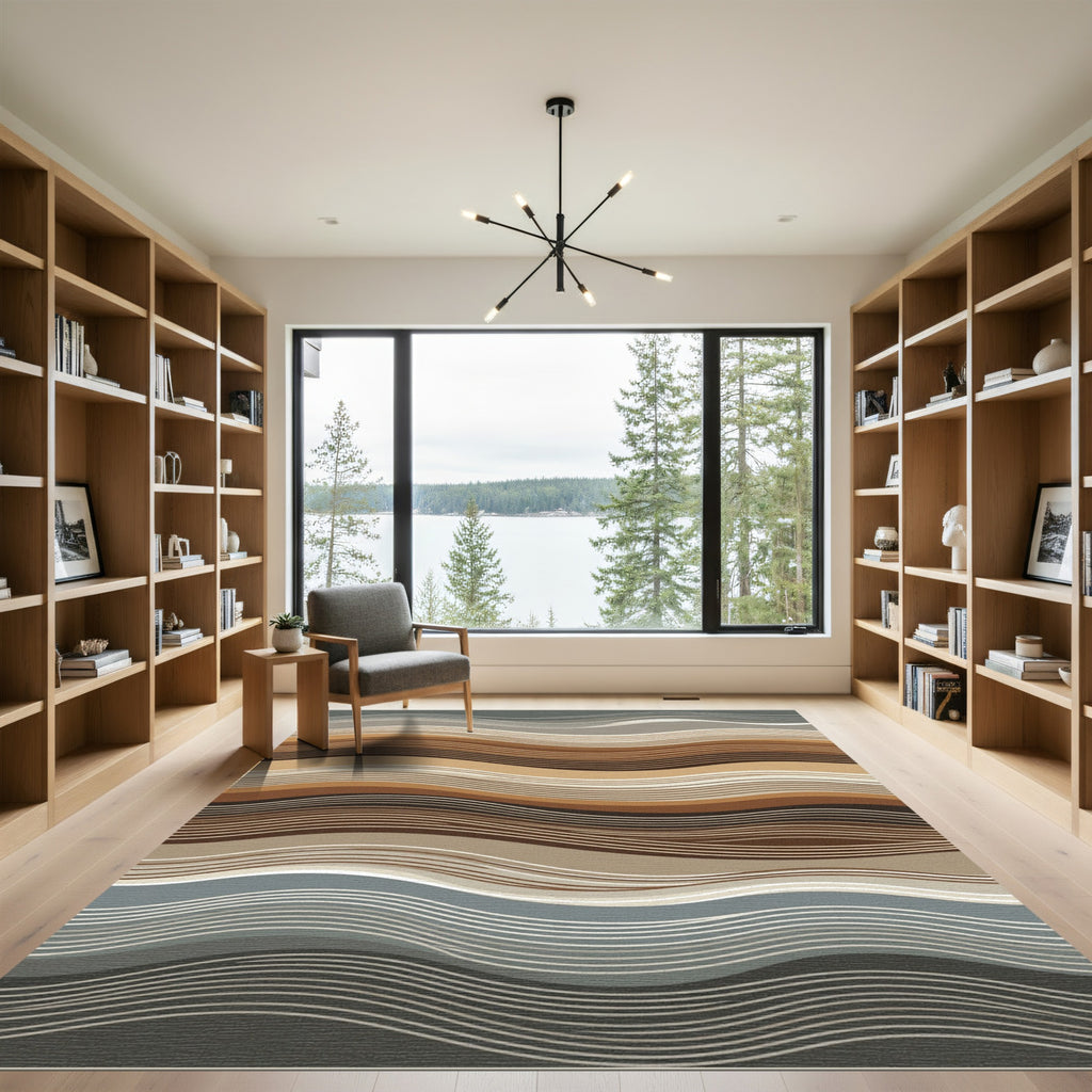 Earthy Tone Wavy Stripes Rug