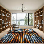 Industrial Oxidized Copper Vertical Stripe Rug
