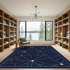 Celestial Blue Starburst Geometric Connectors Rug