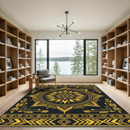 Gold Geometric Sunburst Arrow Tapestry Rug