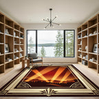 Art Deco Golden Skyline Spotlight Beam Rug
