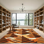 Isometric Terracotta Ziggurat Stepped Geometric Rug