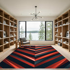 Bold Red and Charcoal Geometric Chevron Rug