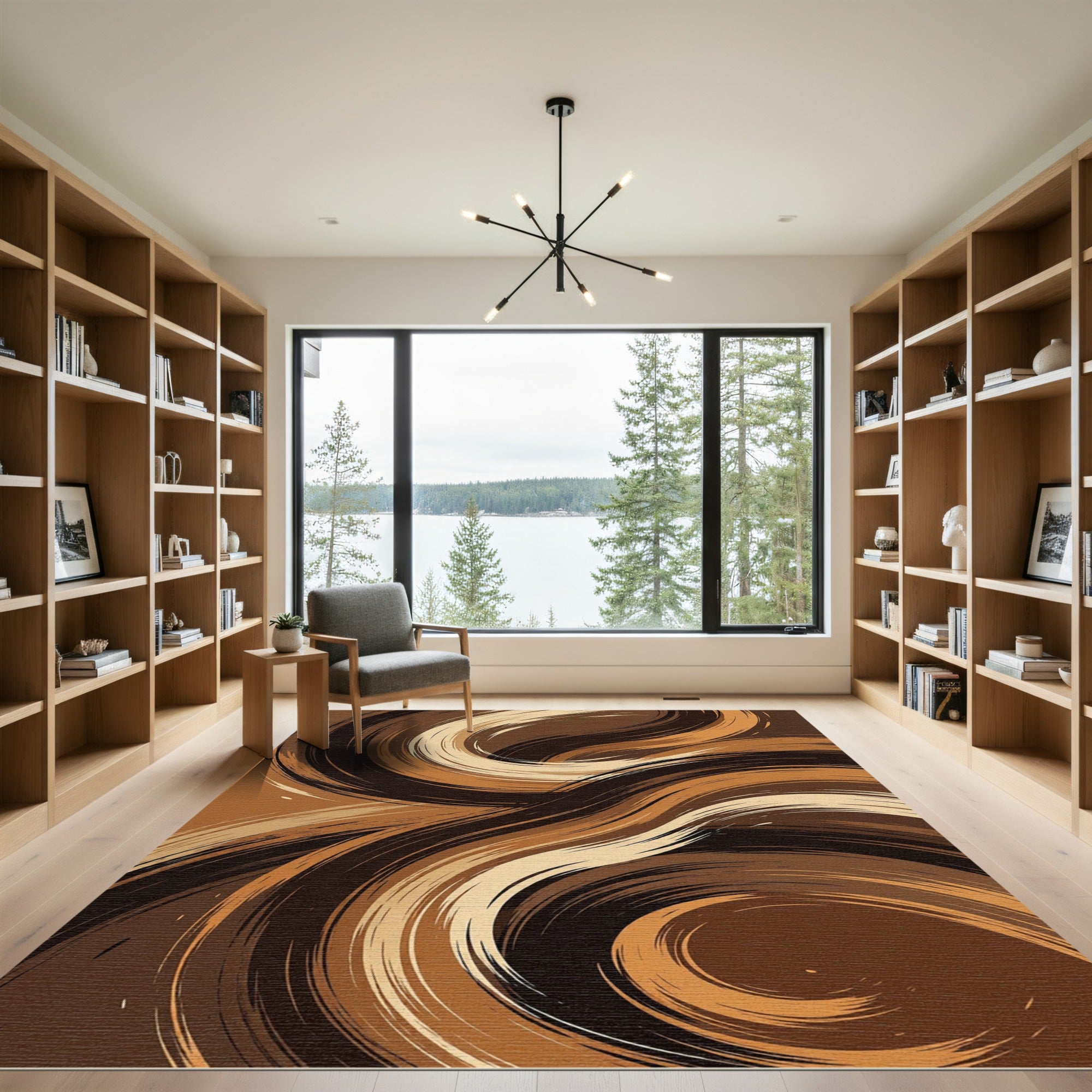 Rich Chocolate Swirl Texture Art Rug