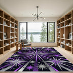 Radiant Purple Silver Star Explosion Rug