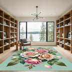 Vintage Blush Pink Rose Bouquet Rug