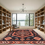 Warm Earth Tone Geometric Arrow Rug