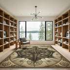 Antique Golden Compass Starburst Rug