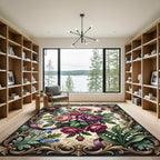Ornate Vintage Rose and Peony Bouquet Rug