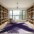Abstract Deep Purple Crossed Linear Grid Rug