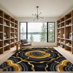 Golden Agate Sliced Stone Abstract Rug
