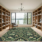 Emerald Botanical Vine Floral Flourish Rug