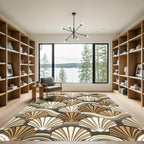 Neutral Earth Tone Scallop Shell Wavy Rug