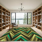 Emerald Green Chevron Geometric Rug