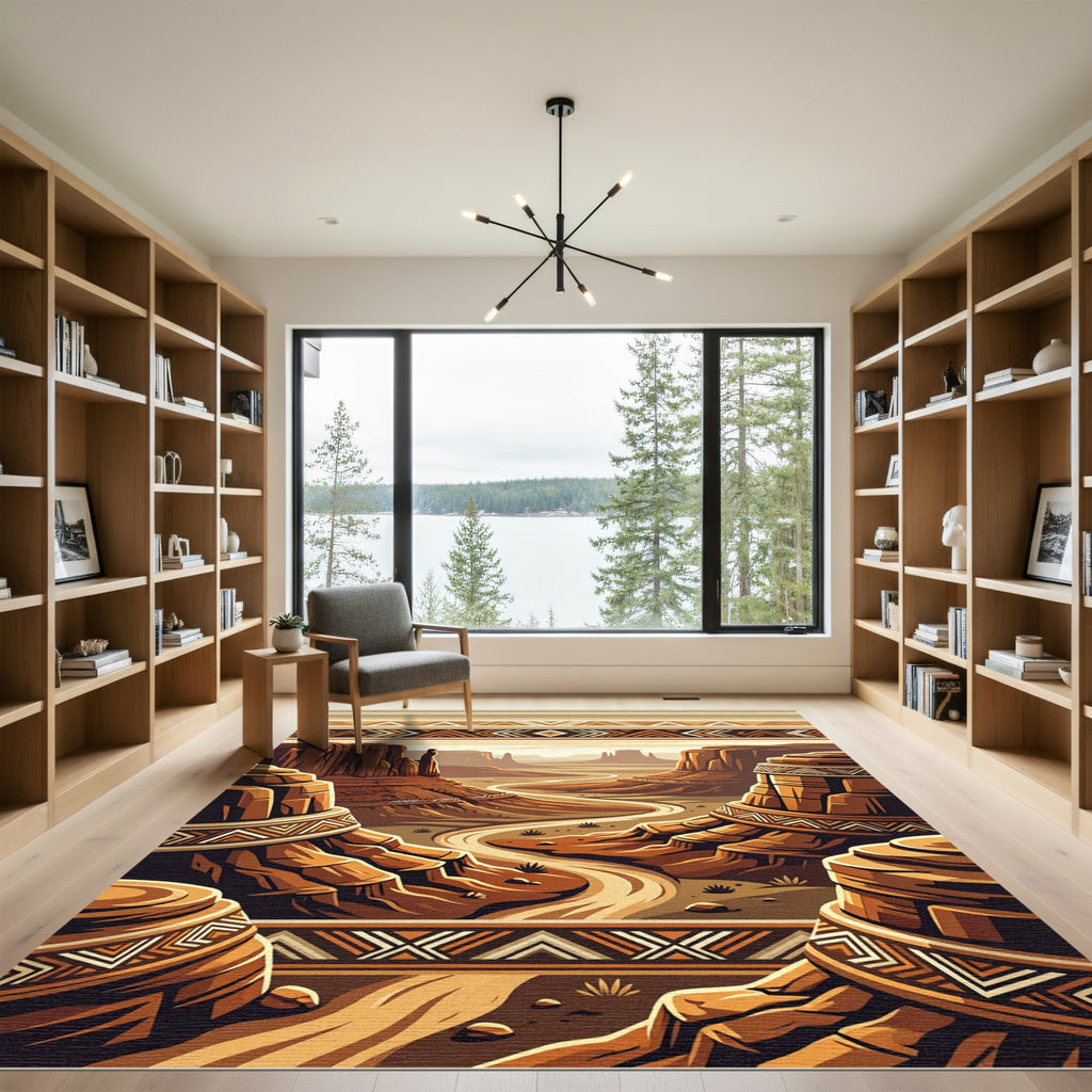 Earthy Southwestern Canyon Horizon Area Rug