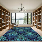 Oceanic Teal Medallion Floral Rug