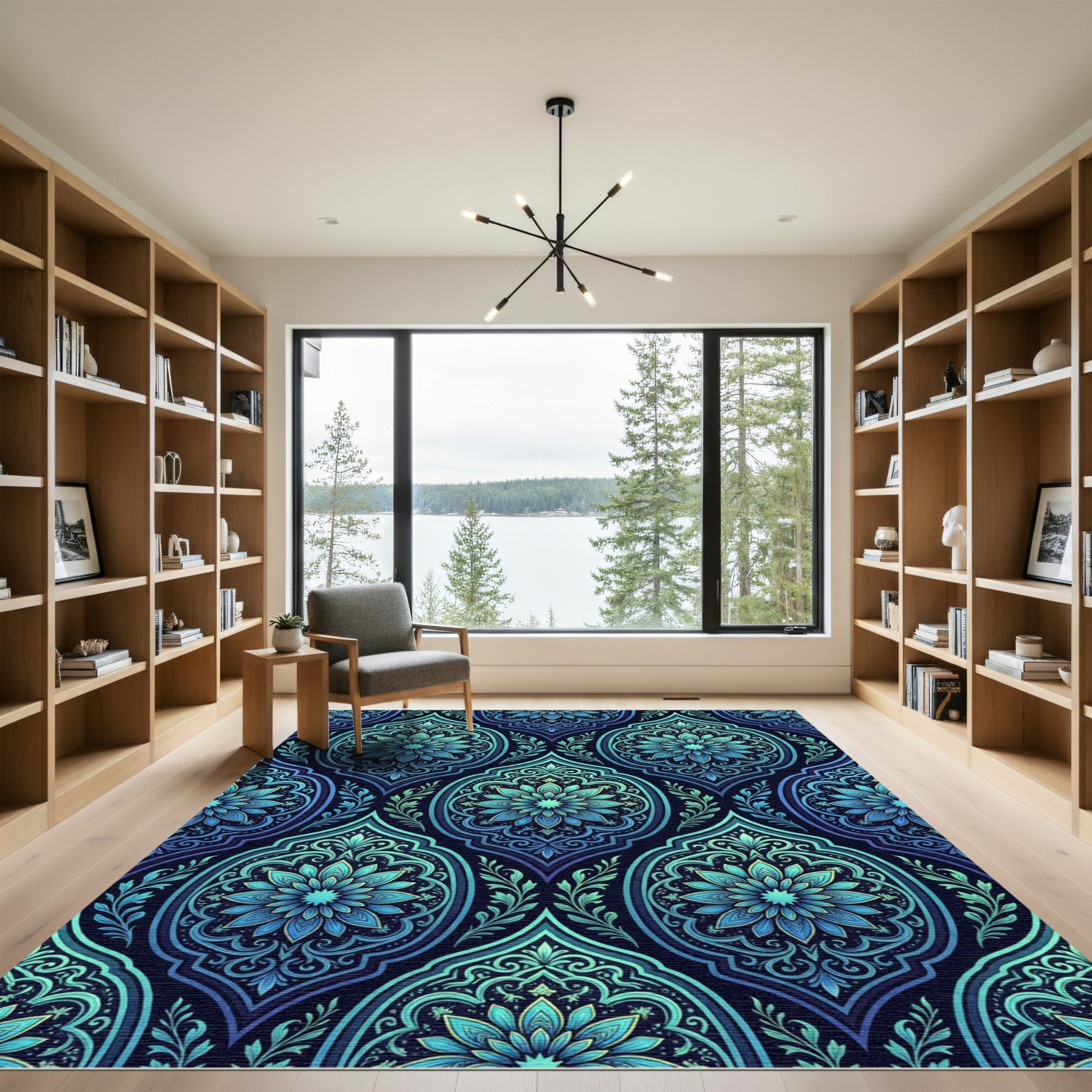 Oceanic Teal Medallion Floral Rug