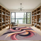 Swirling Brushstrokes Abstract Pink Swirl Rug