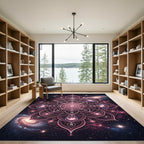 Cosmic Pink Mandala With Galaxies Rug