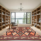 Earthy Sunset Geometric Tribal Diamond Rug
