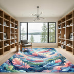 Ethereal Floating Watercolor Pastel Feather Composition Rug