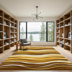 Cozy Golden Brown Wavy Horizontal Lines Rug