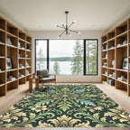 Elegant Sage Green Botanical Damask Rug