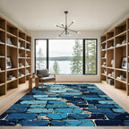 Distressed Blue Brick Wall Texture Rug