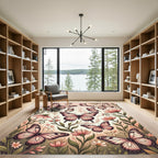 Whimsical Blush Butterfly Garden Illustration Rug
