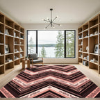 Earthy Chevron Geometric Mocha Cream Rug