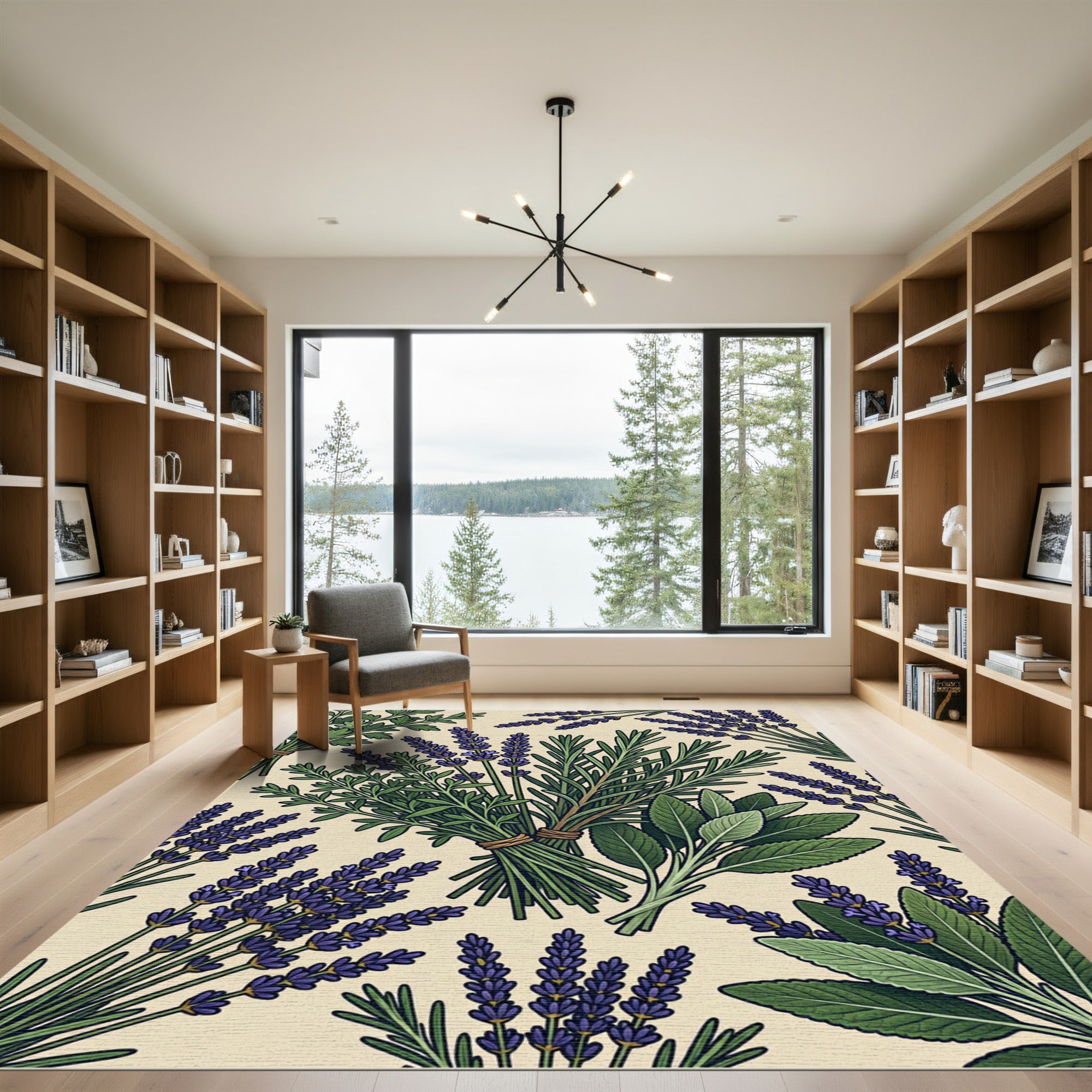 Lavender and Rosemary Botanical Garden Rug