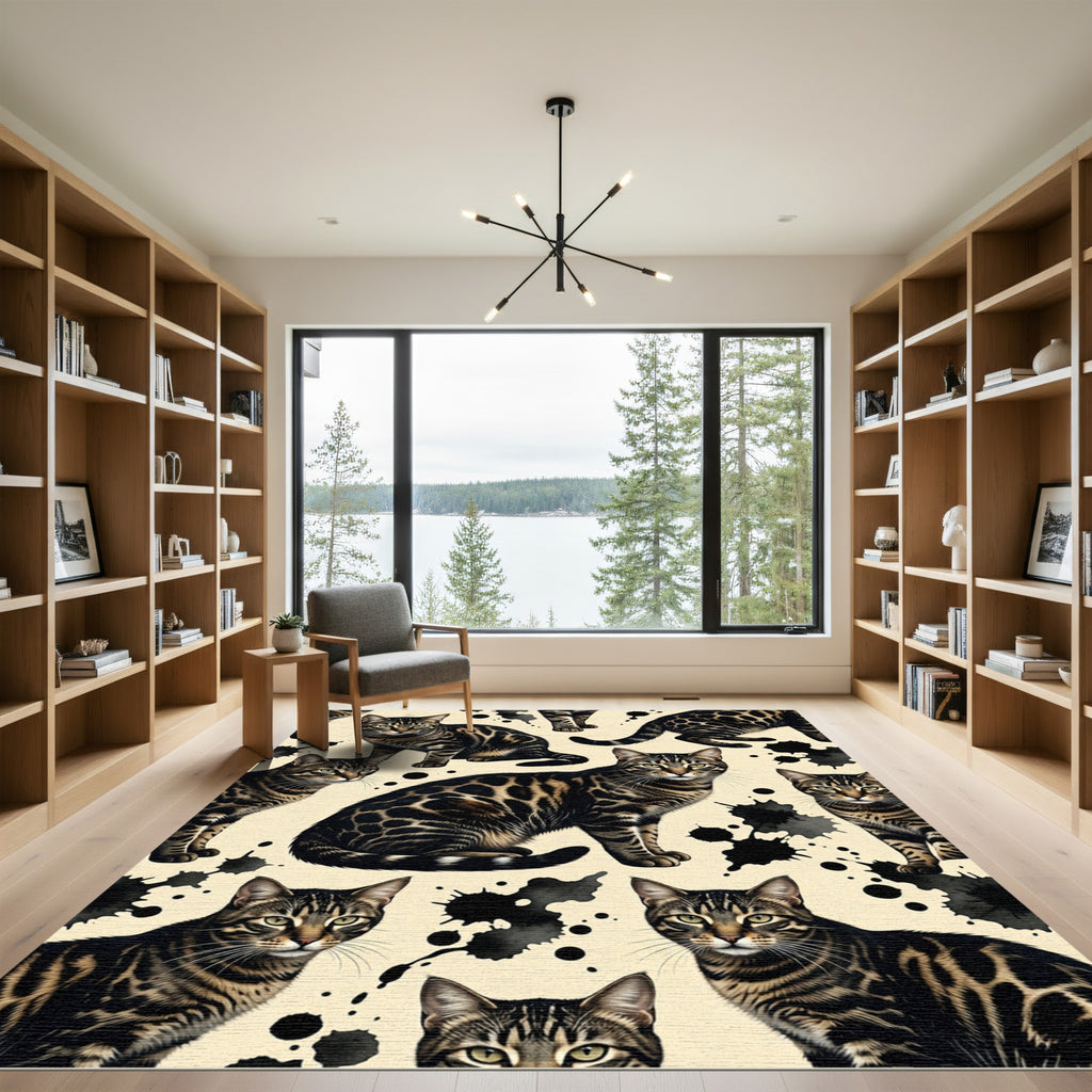 Tabby Cat Splatter Composition Rug