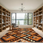 Terracotta Geometric Step Pyramid Tiles Rug