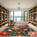 Vibrant Coral Pink Blooming Garden Rug