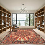 Radiant Terracotta Floral Mandala Medallion Rug
