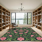 Elegant Pink Carnation Floral Medallion Rug