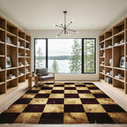 Vintage Sepia Checkerboard Splatter Rug