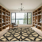 Elegant Black and Taupe Interlocking Scroll Rug