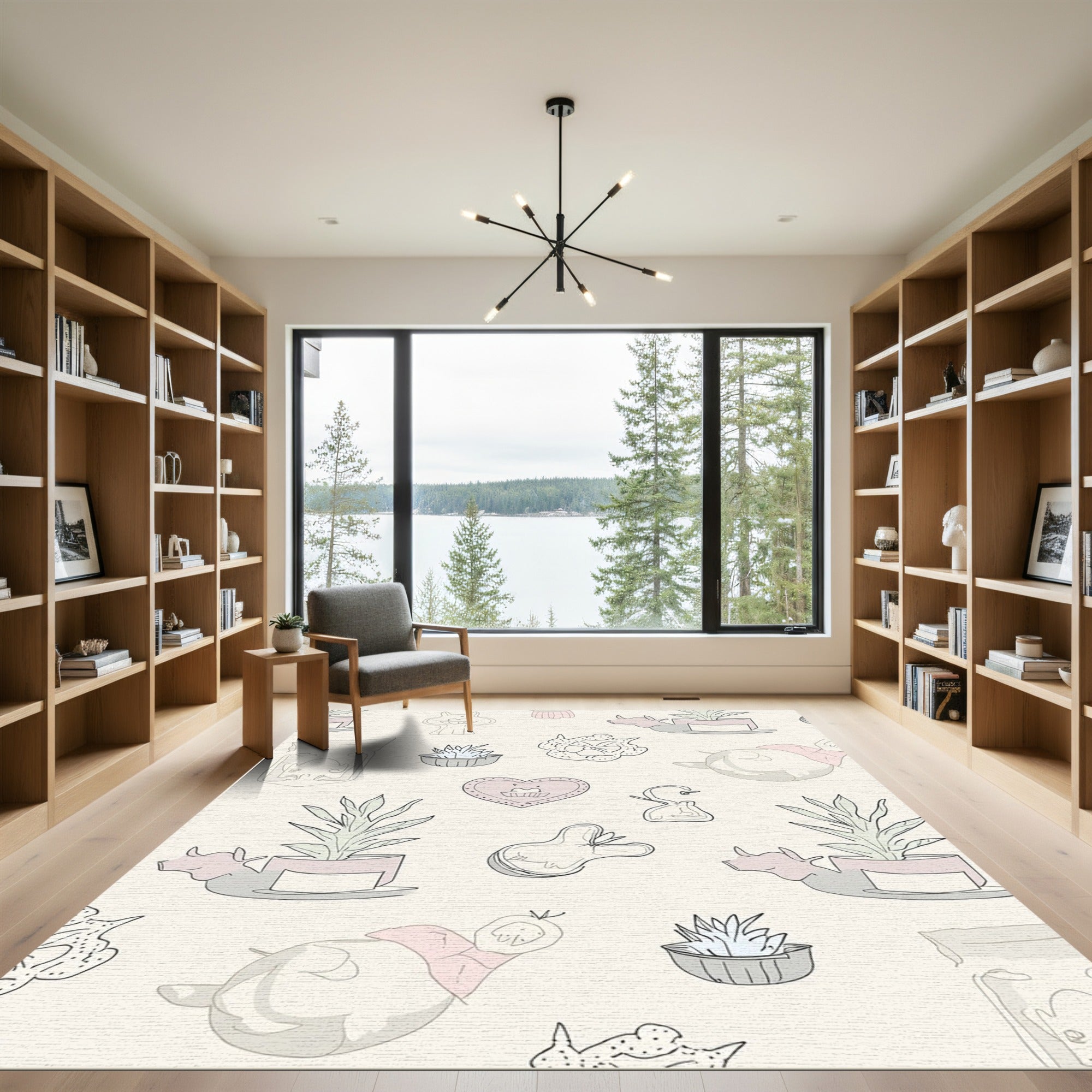 Whimsical Blush Tone Character Assortment Rug