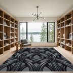 Sophisticated Charcoal Gothic Interlocking Arch Rug