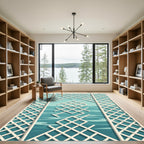 Teal Lattice Geometric Aqua Vista Rug
