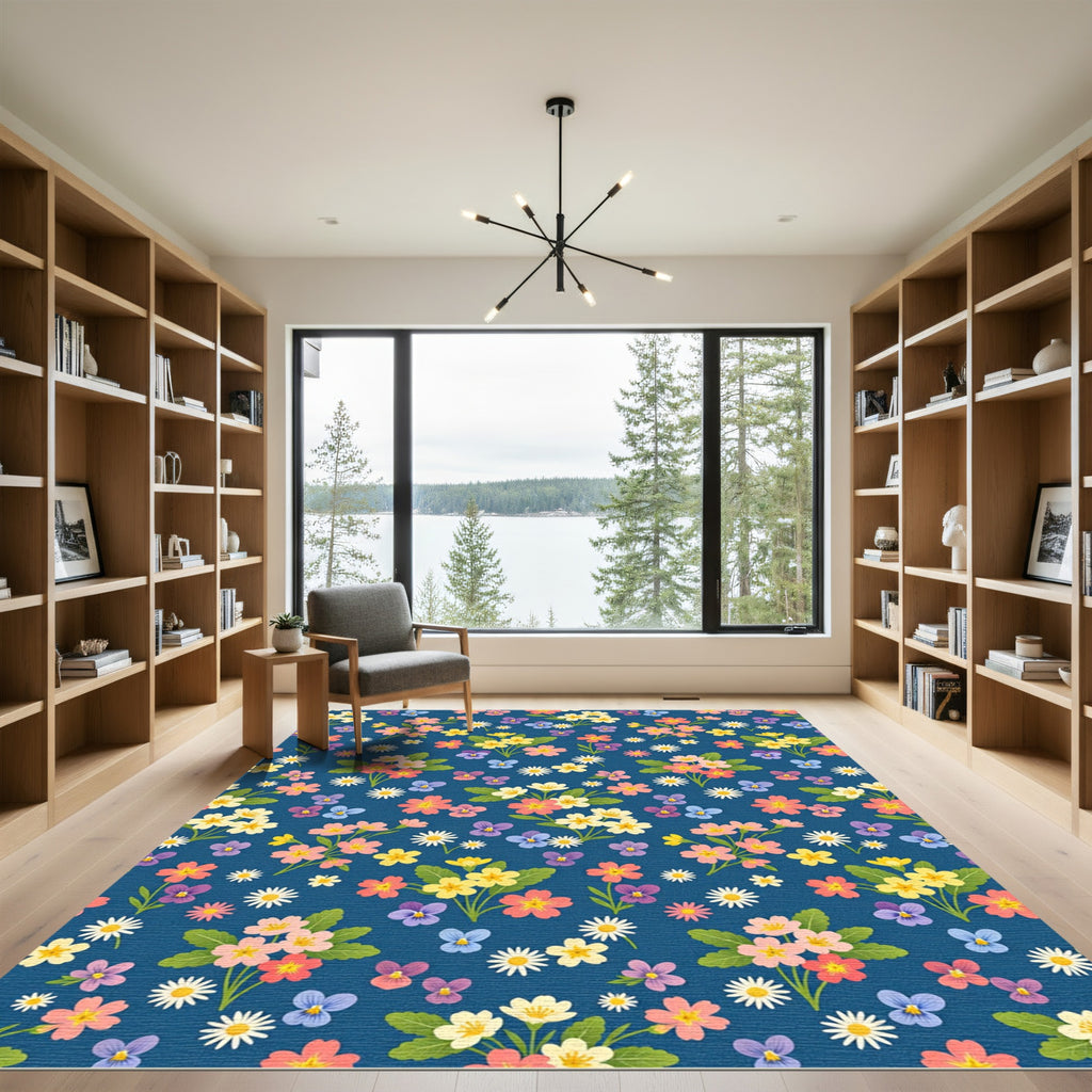 Vibrant Multicolored Floral Meadow Rug
